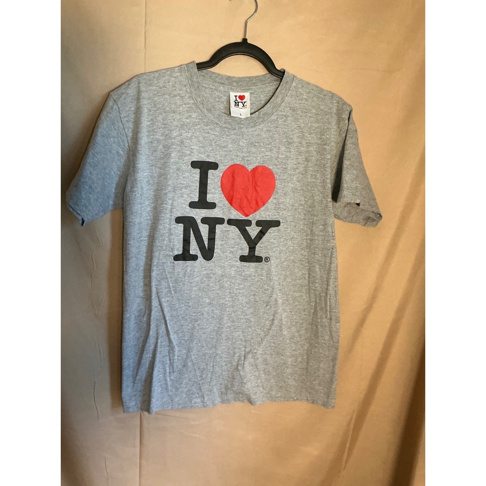 Rafia Tees I Heart NY T-Shirt Mens Large Gray Excellent Short Sleeve Graphic